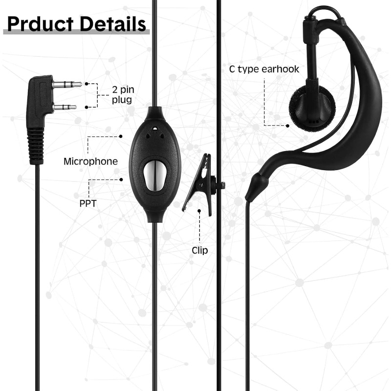 10pcs Walkie Talkie Earpiece w - Wired Earphone Mic ulasan dan harga